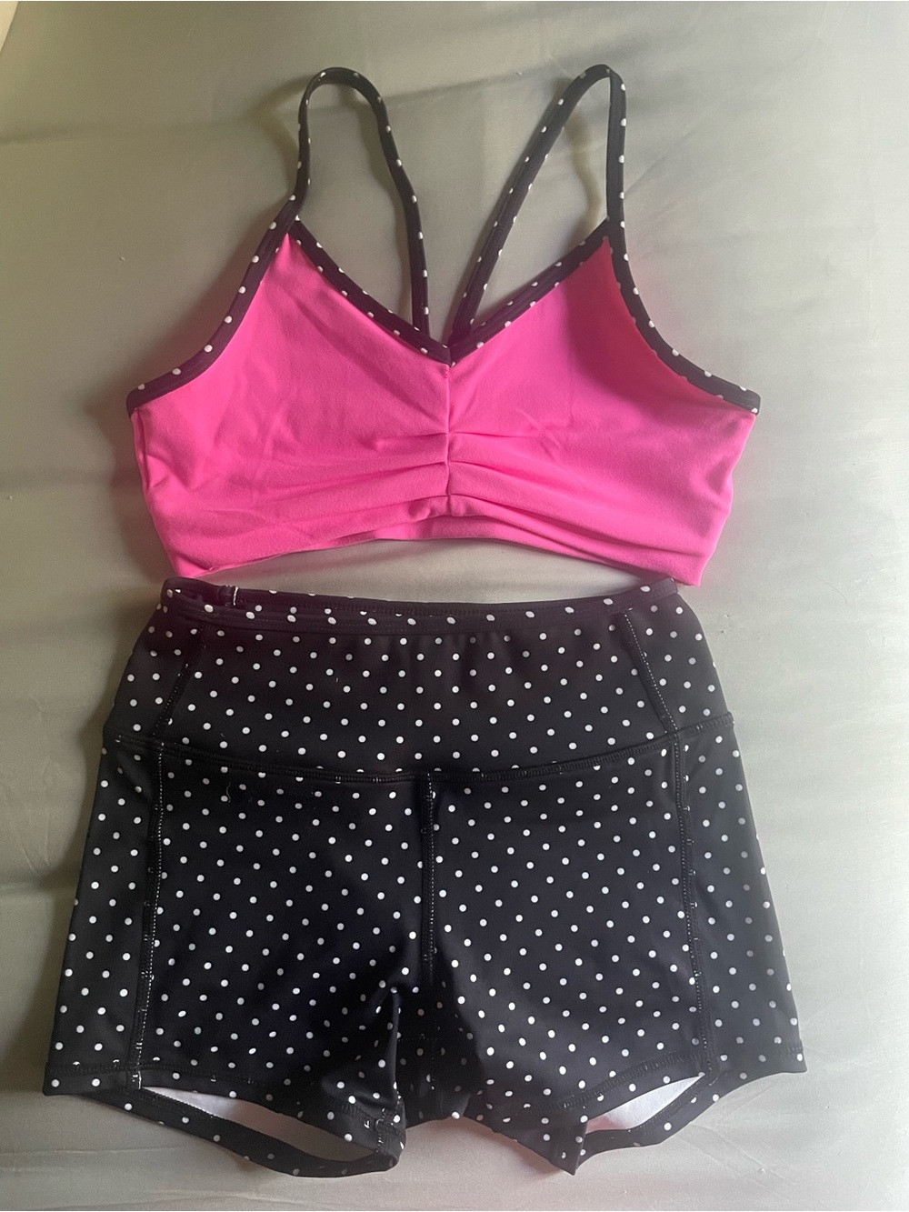 Honey cut Dance wearGirls' Pink Top & Black Polka Dot Shorts Matching Set